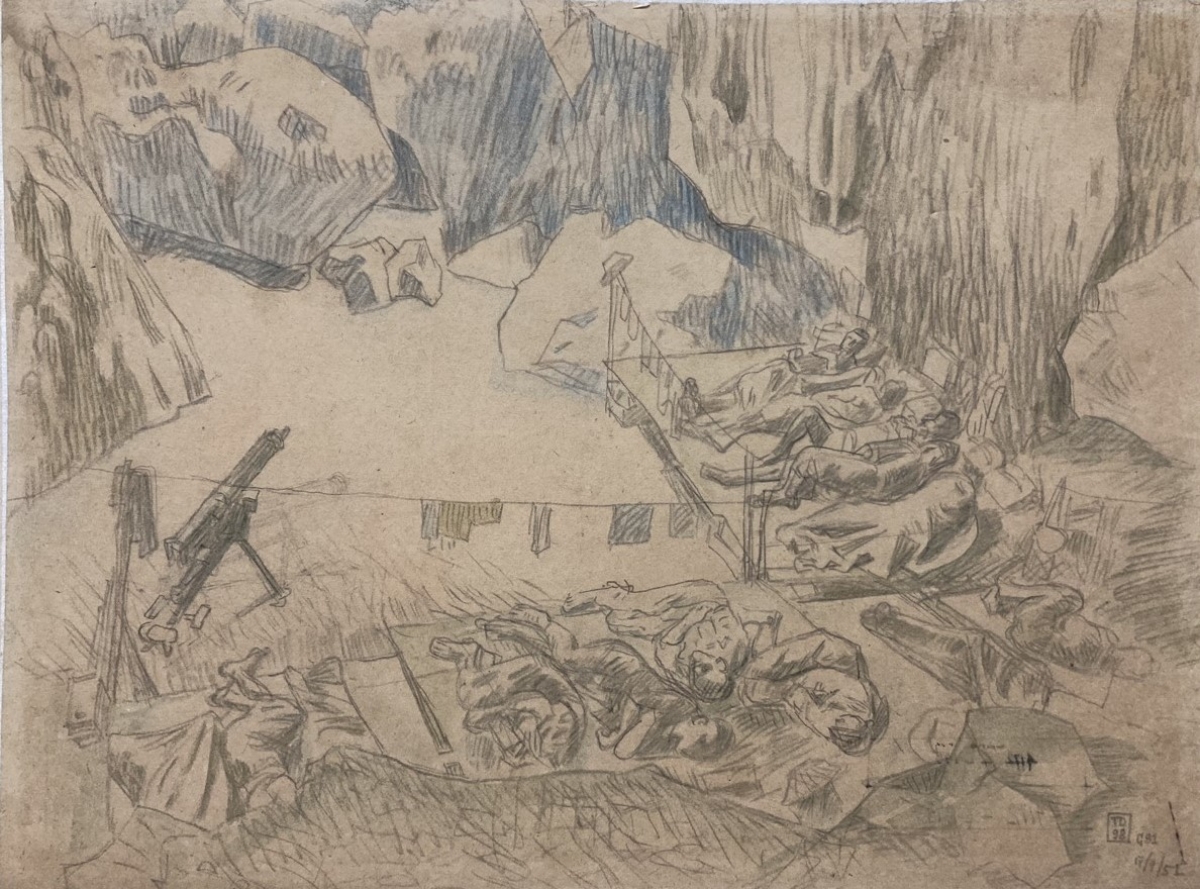 Bộ đội nghỉ trong hang |1951| Tô Ngọc Vân