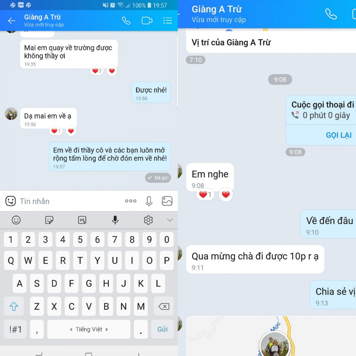 Trên dòng trạng thái của mình, Hiệu trưởng Trường Phổ thông Dân tộc nội trú-Trung học phổ thông huyện Nậm Pồ (Điện Biên) còn chia sẻ ảnh chụp sự quan tâm, lo lắng của giáo viên khi theo dõi hành trình của học sinh từ Bắc Ninh trở về Điện Biên.