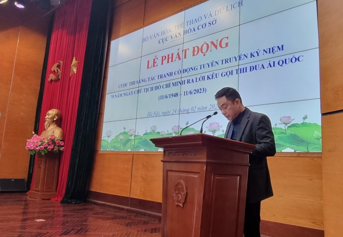 Ông Nguyễn Quốc Huy, Phó Cục trưởng Cục Văn hóa cơ sở, Bộ VH-TT&DL tại Lễ phát động