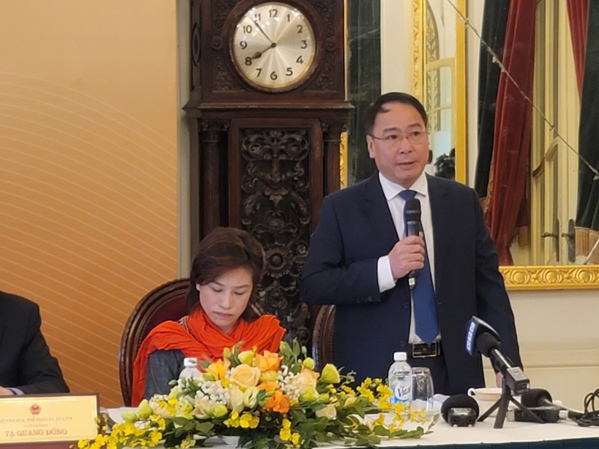 Ông Mã Thế Anh, Cục trưởng cục Mỹ thuật Nhiếp ảnh và Triển lãm chia sẻ tại họp báo Các hoạt động kỷ niệm 80 năm "Đề cương về văn hóa Việt Nam"
