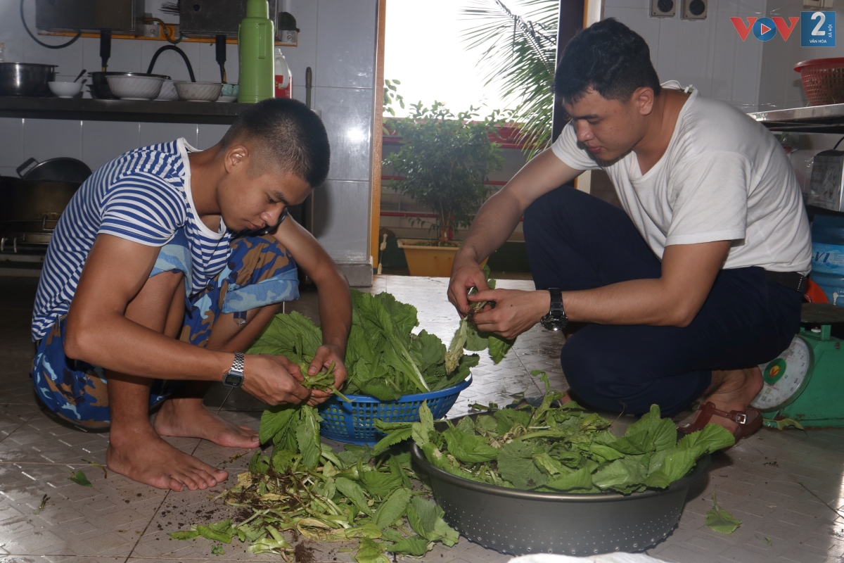 Bây giờ nhà giàn nào cũng có rau xanh tươi tốt. Một nhà giàn có vài chục bồn rau nhưng phải tiết kiệm ăn dần. Khi nào có “khách” từ đất liền ra, hoặc dưới tàu lên chơi, mới dám làm rổ rau sống hoặc luộc một đĩa, bữa đó coi như… liên hoan.
 