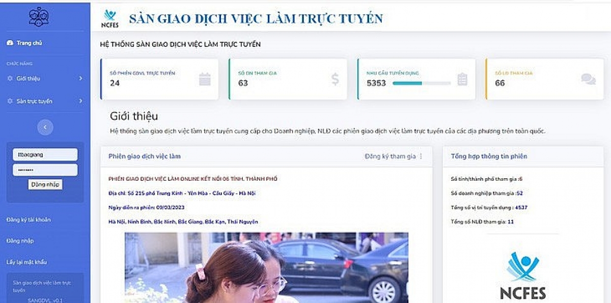 Trang chủ sàn giao dịch việc làm trực tuyến.