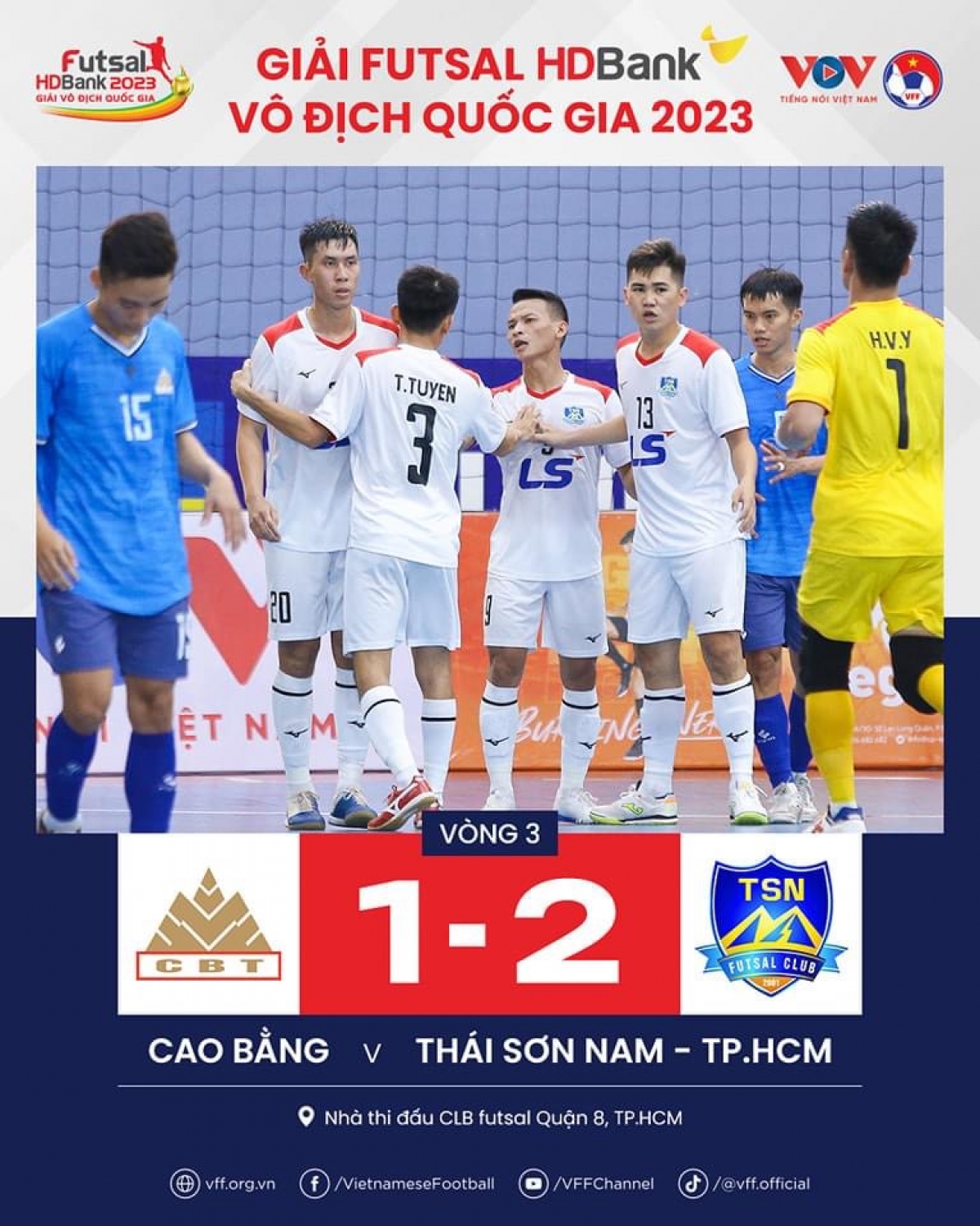 Thái Sơn Nam TP.HCM (trắng) đã có chiến thắng đầu tiên sau 2 trận hòa liên tiếp.