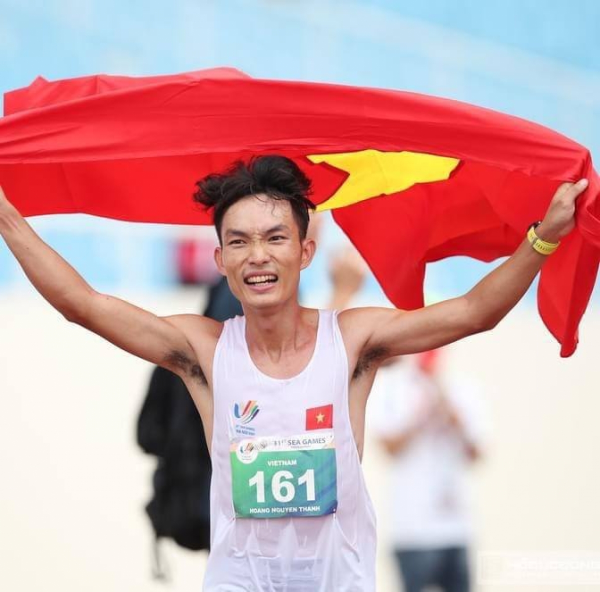 Khoảnh khắc về đích tại SEA Games 31 của Hoàng Nguyên Thanh (Ảnh: FBNV)