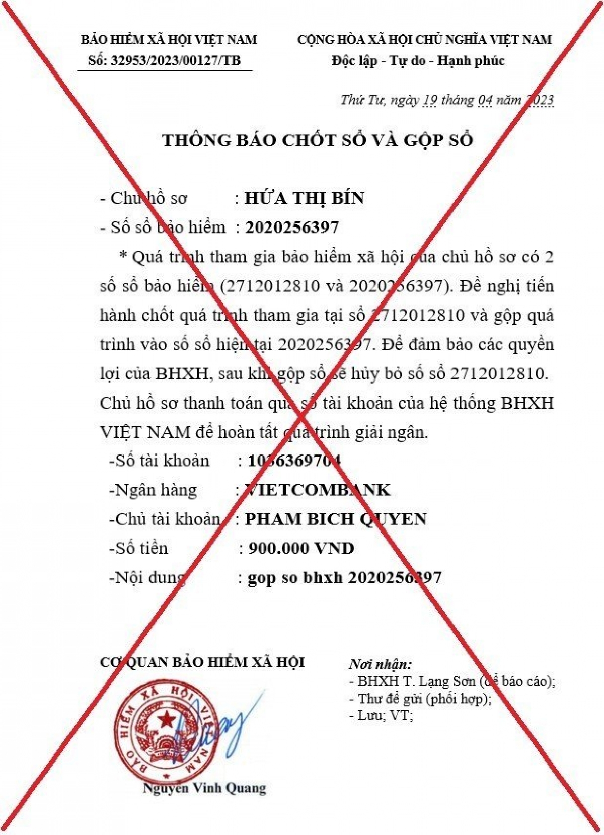 Giấy tờ giả mạo cơ quan BHXH
