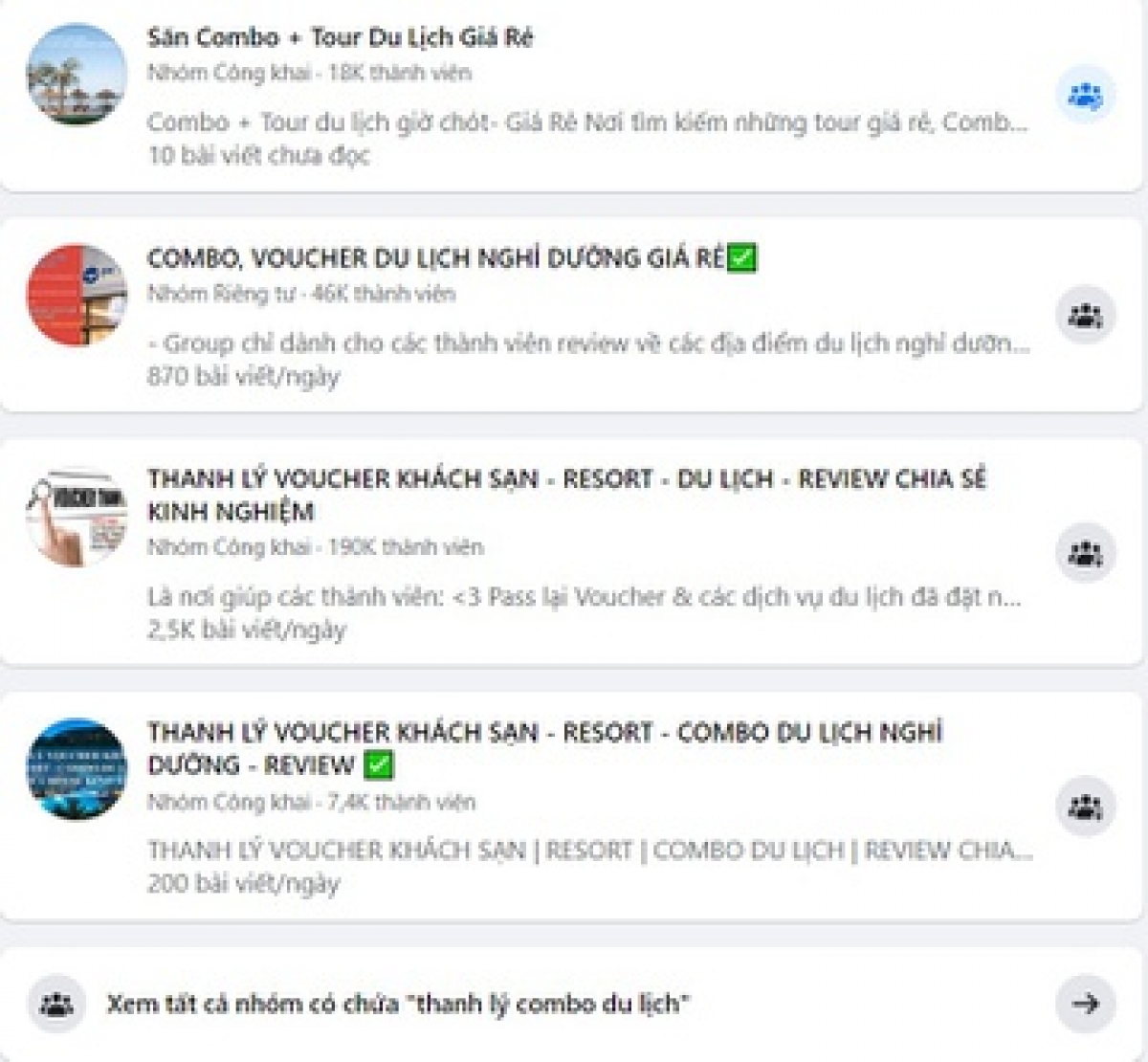 Các hội nhóm bán combo du lịch giá rẻ mọc lên như nấm sau mưa
