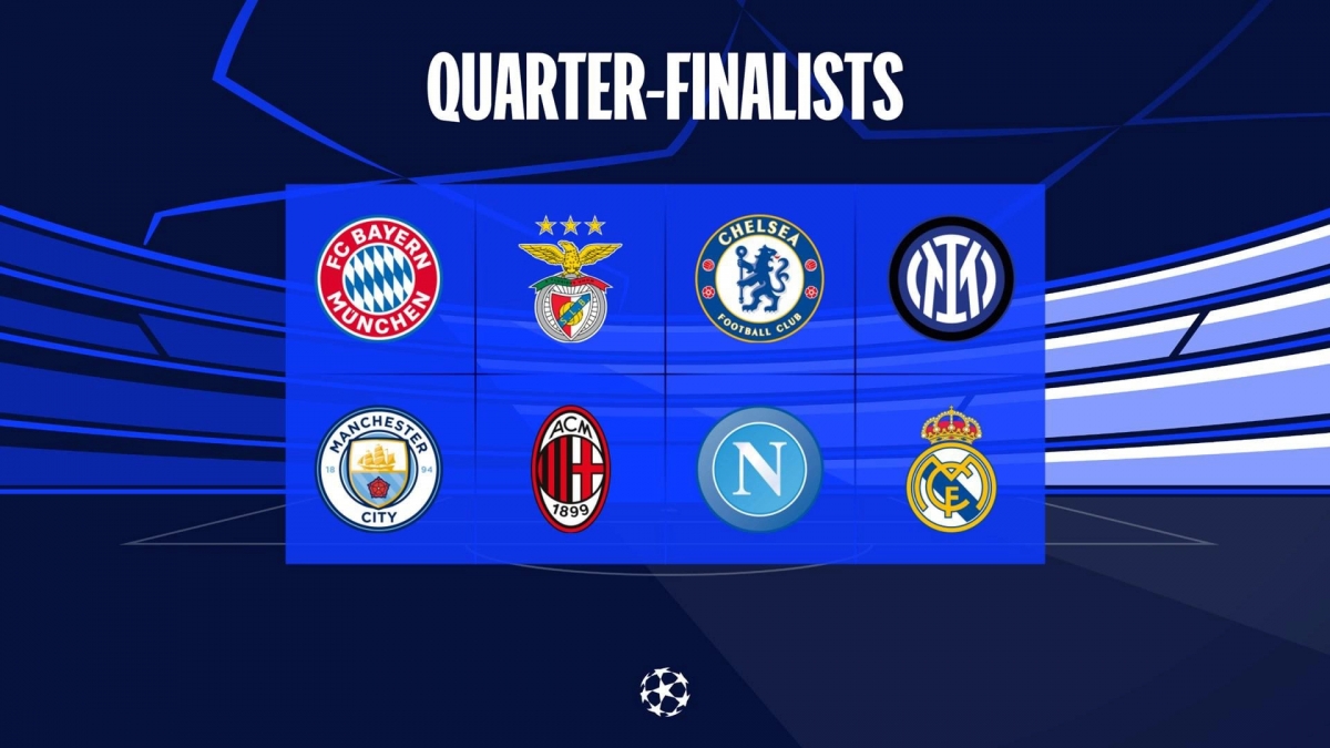 Serie A có tới 3 đại diện góp mặt trong danh sách 8 đội mạnh nhất tại Champions League