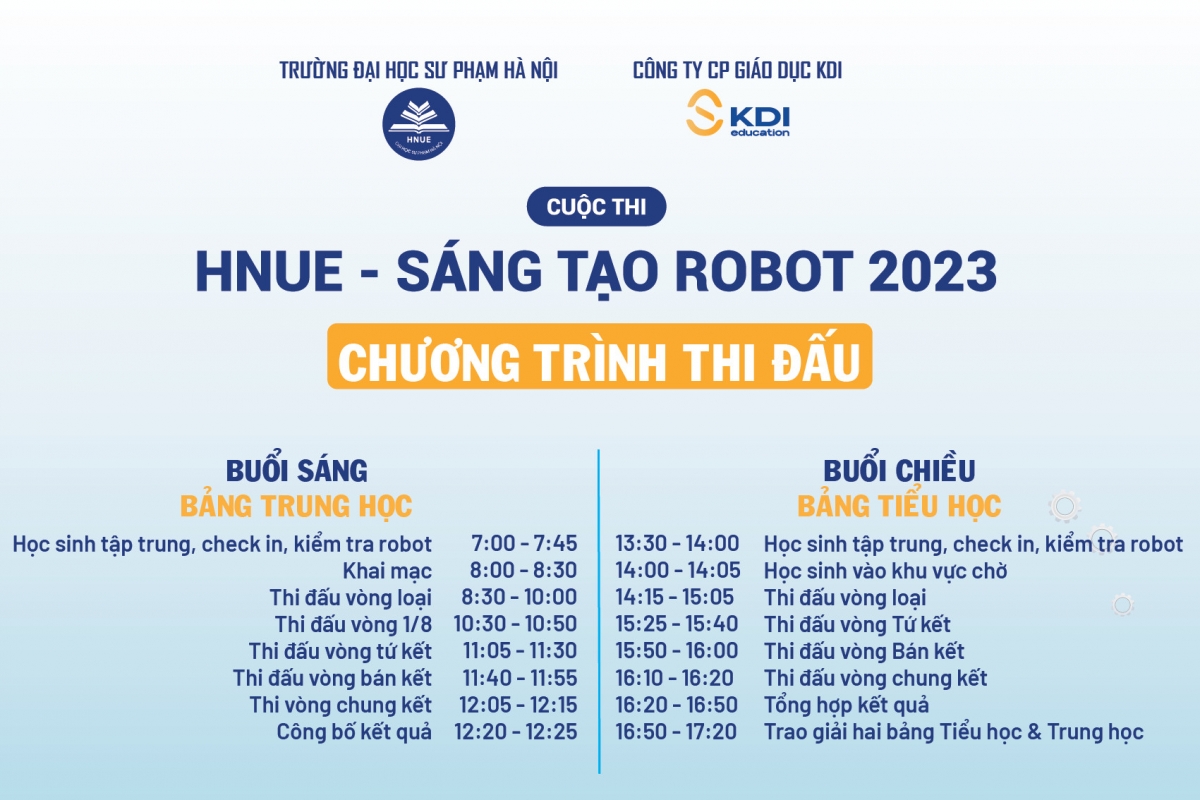 Chương trình thi đấu "RoboEdu 2023-Niềm tin chiến thắng" ngày 14/05 tại nhà thi đấu đại học Sư phạm Hà Nội