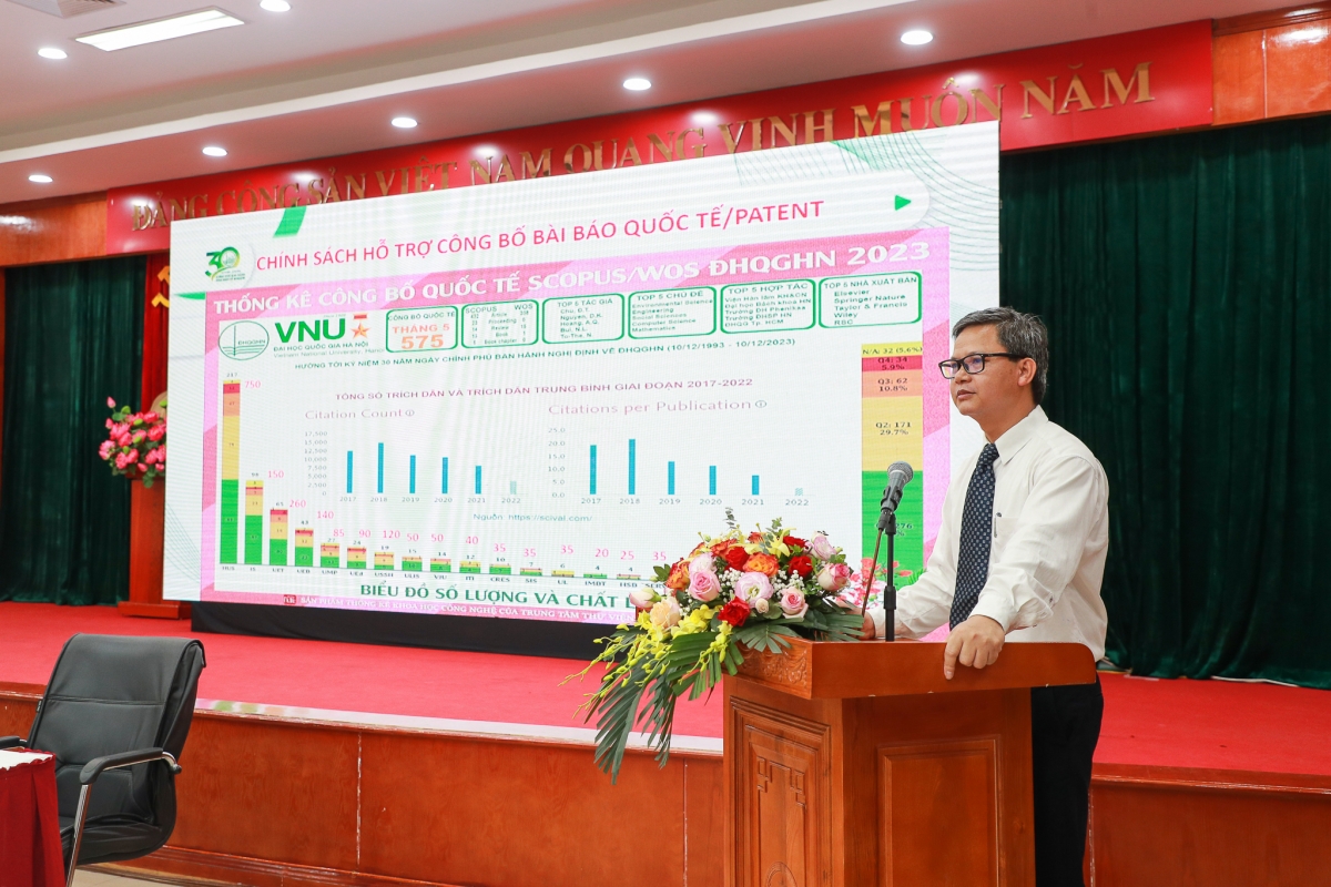 Trưởng ban Khoa học - Công nghệ Vũ Văn Tích trình bày báo cáo công tác triển khai kế hoạch khoa học, công nghệ và đổi mới sáng tạo năm 2023