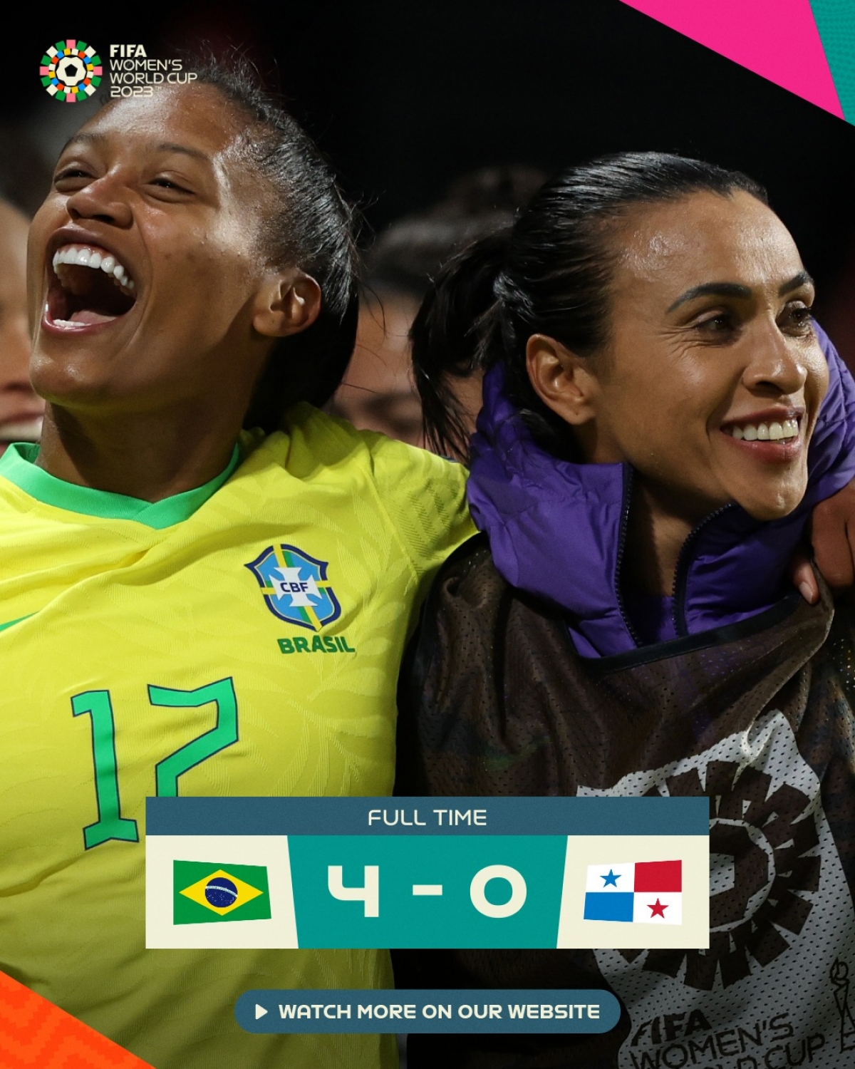 Ary Borges (trái) trở thành cầu thủ đầu tiên lập hat-trick tại World Cup 2023 (Ảnh: FIFA)