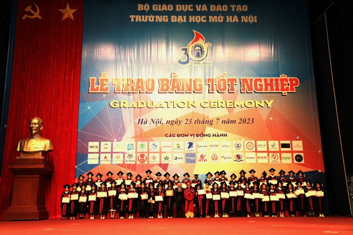 Toàn cảnh lễ trao bằng tốt nghiệp năm 2023 Trường ĐH Mở Hà Nội