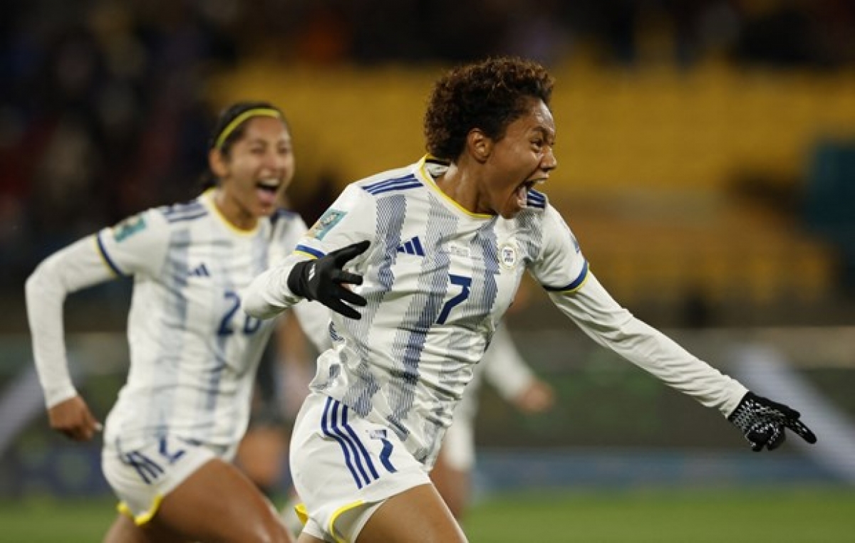 Sarina Bolden ghi bàn thắng lịch sử cho Philippines tại World Cup nữ 2023. (Nguồn: Reuters)