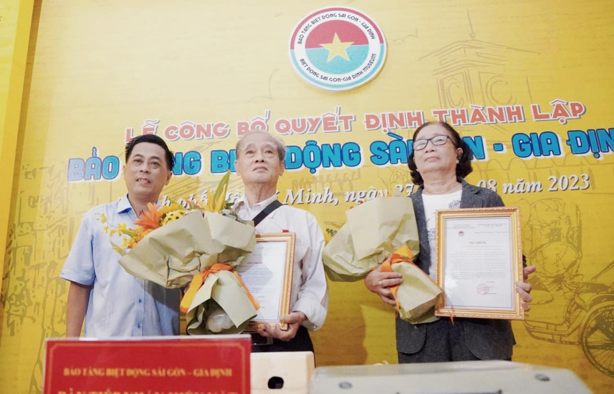 Những chiến sĩ biệt động Sài Gòn - Gia Định năm xưa có mặt tại lễ công bố thành lập bảo tàng. Ảnh: BTC