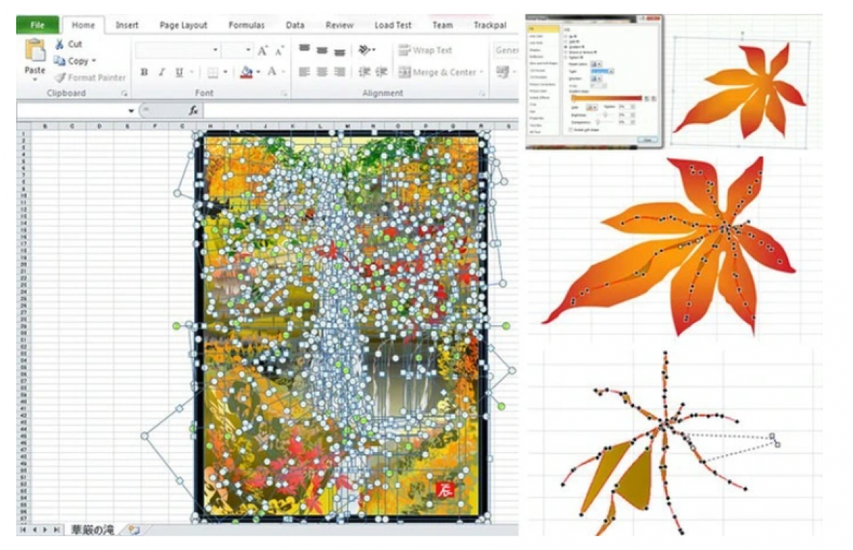 Quá trình vẽ tranh trên Excel của ông Horiuchi