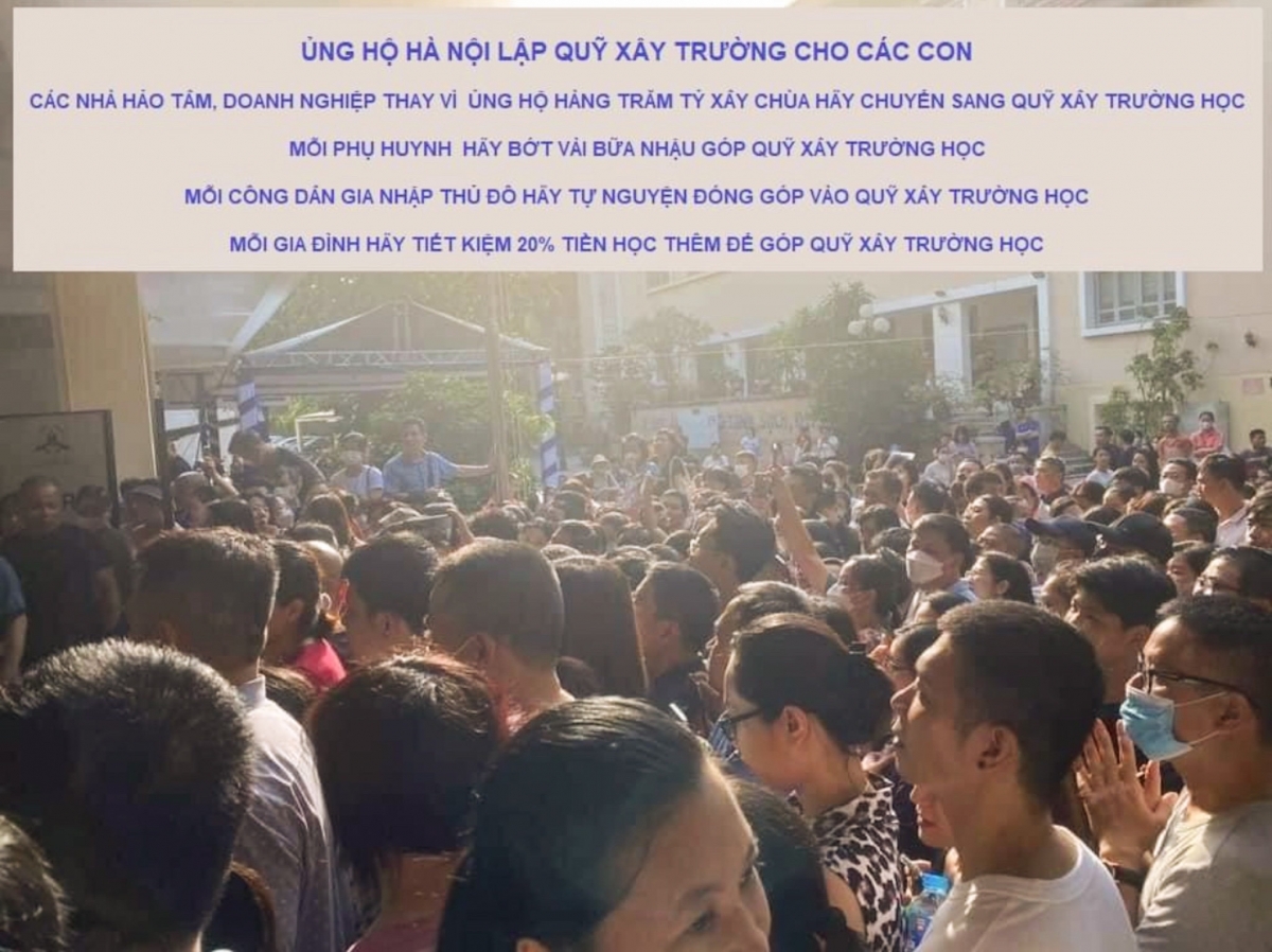 Ảnh bìa trên trang cá nhân anh Trần Đức Giang, phụ huynh ở Hà Đông, Hà Nội nhằm kêu gọi sự quan tâm của toàn xã hội đến xây trường cho học sinh phổ thông của Thủ đô.