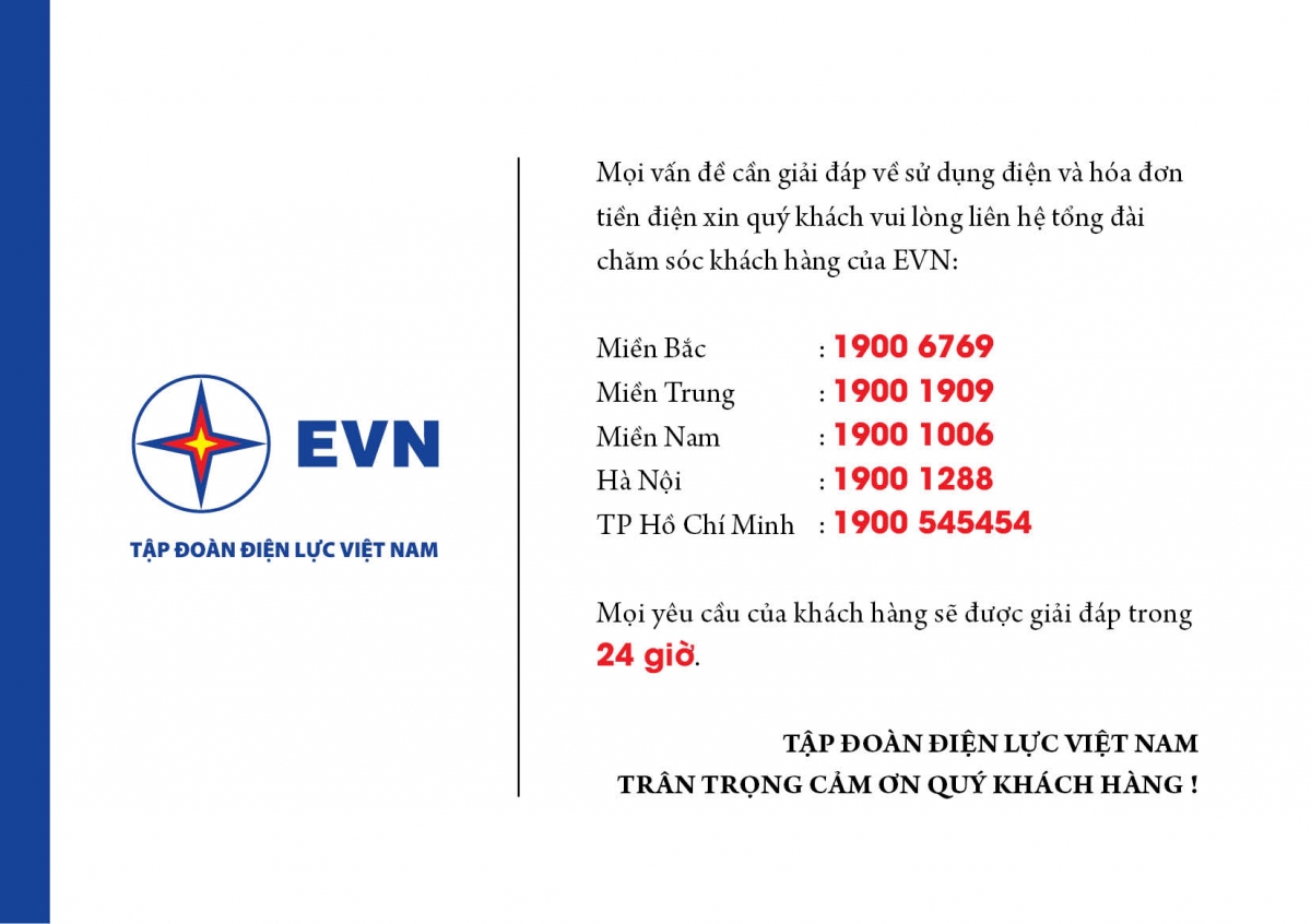 Thông tin các tổng đài CSKH của EVN trên toàn quốc