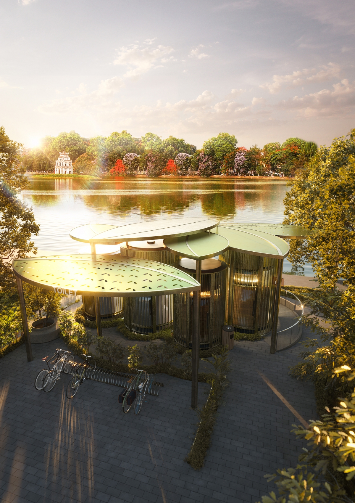 Một thiết kế nhà vệ sinh công cộng bên Hồ Gươm ở đề bài nhánh tham dự cuộc thi Designed by VietNam lần thứ tư. Ảnh: BTC