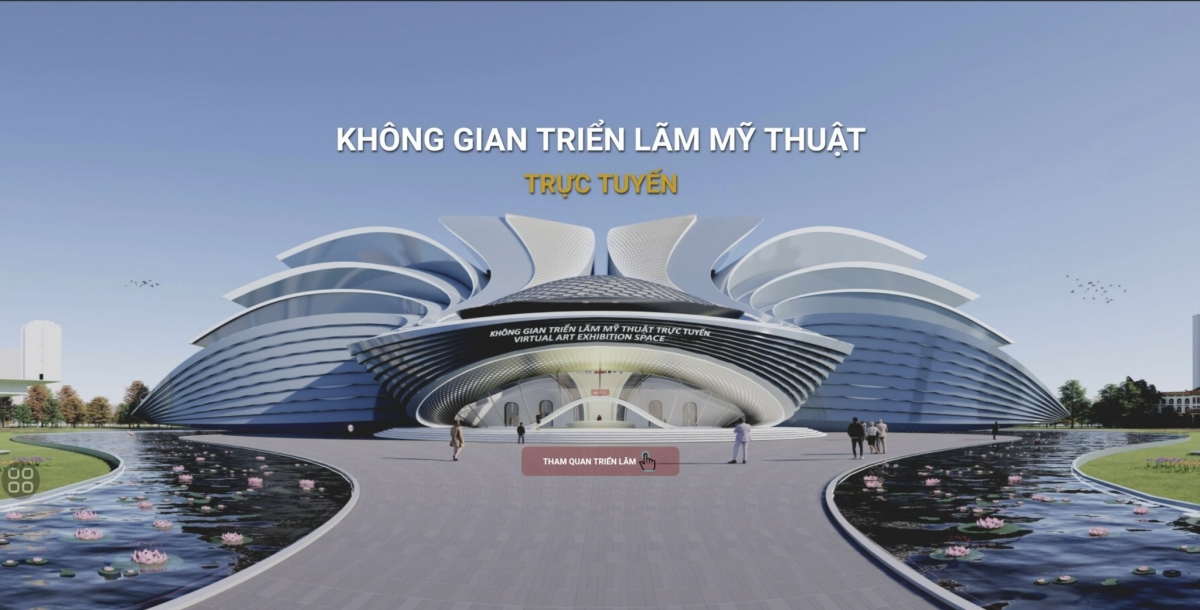Trong tòa nhà kiến trúc mô phỏng hình bông sen cách điệu, phỏng dựng một cách chân thực không gian vật lý của những triển lãm nghệ thuật thực tế