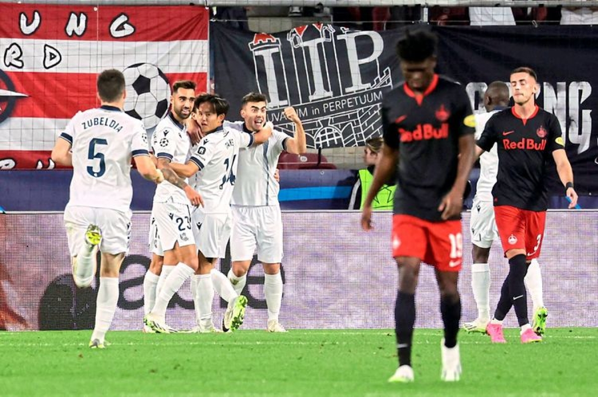Salzburg 0-2 Real Sociedad, bảng D Champions League 2023-24