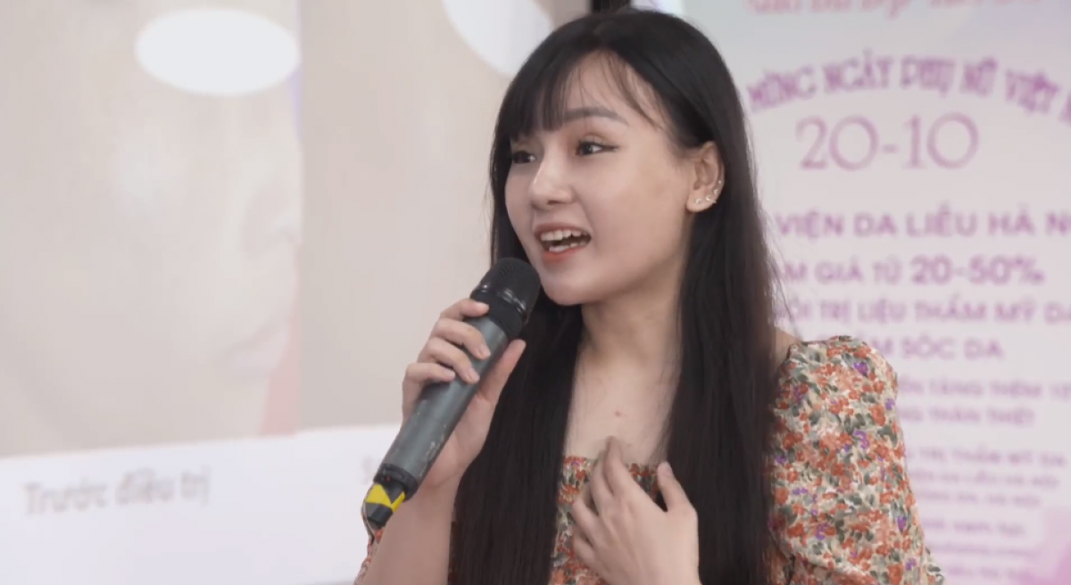Bệnh nhân An Thanh Tú được các bác sỹ bệnh viện Da liễu Hà Nội điều trị khỏi gần như hoàn toàn bớt OTA