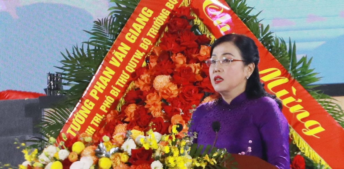 Đồng chí Nguyễn Thanh Hải, Ủy viên Trung ương Đảng, Bí Thư Tỉnh ủy, Trưởng Đoàn đại biểu Quốc hội tỉnh Thái Nguyên, đọc diễn văn kỷ niệm 60 năm Ngày Bác Hồ về thăm tỉnh Thái Nguyên