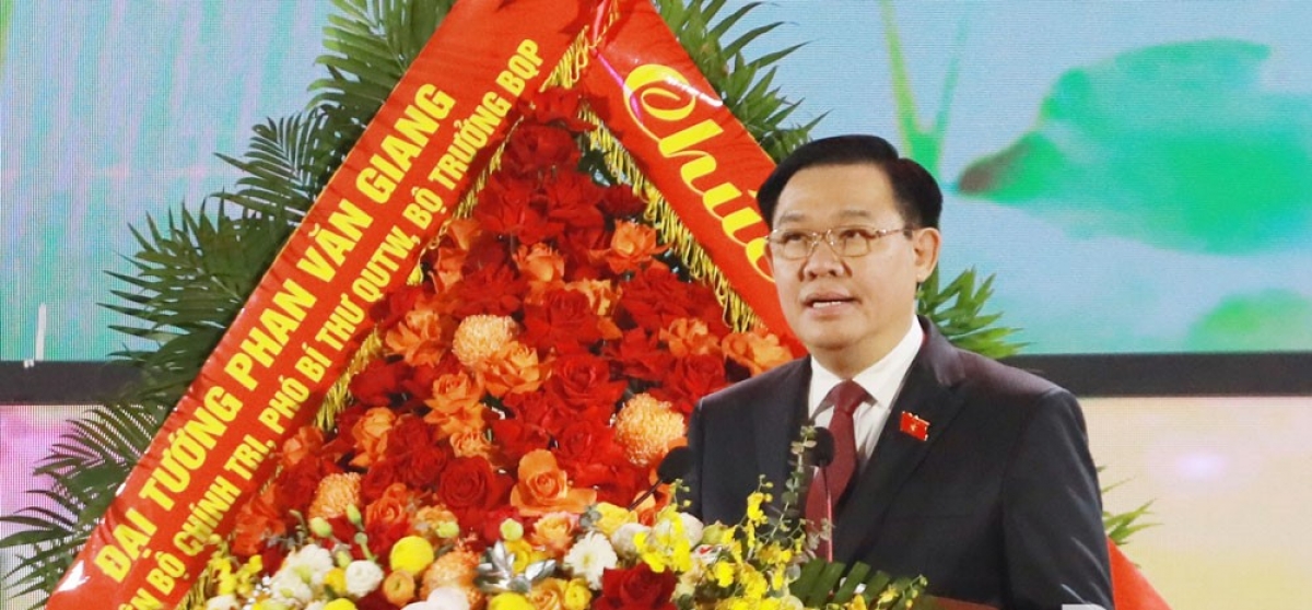 Chủ tịch Quốc hội Vương Đình Huệ phát biểu tại Lễ kỷ niệm