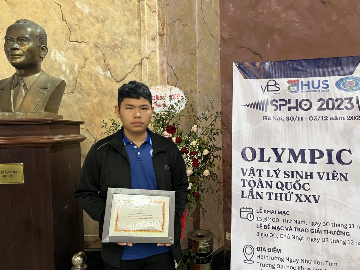 Lê Anh Trung sinh viên năm thứ 4 khoa Vật lý  ĐHSP ĐH Thái Nguyên