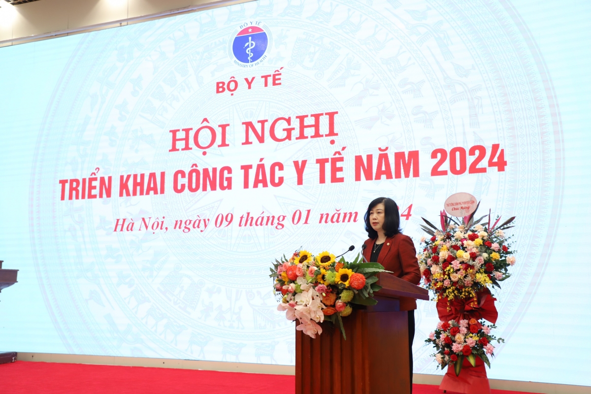 Bộ trưởng Bộ Y tế Đào Hồng Lan tại Hội nghị triển khai công tác y tế năm 2024