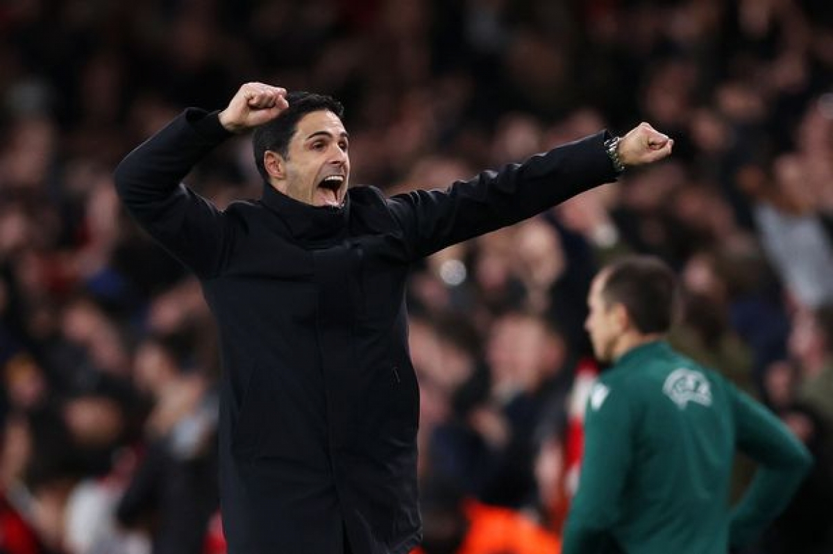 HLV Mikel Arteta rất phấn khích với chiến thắng của Arsenal