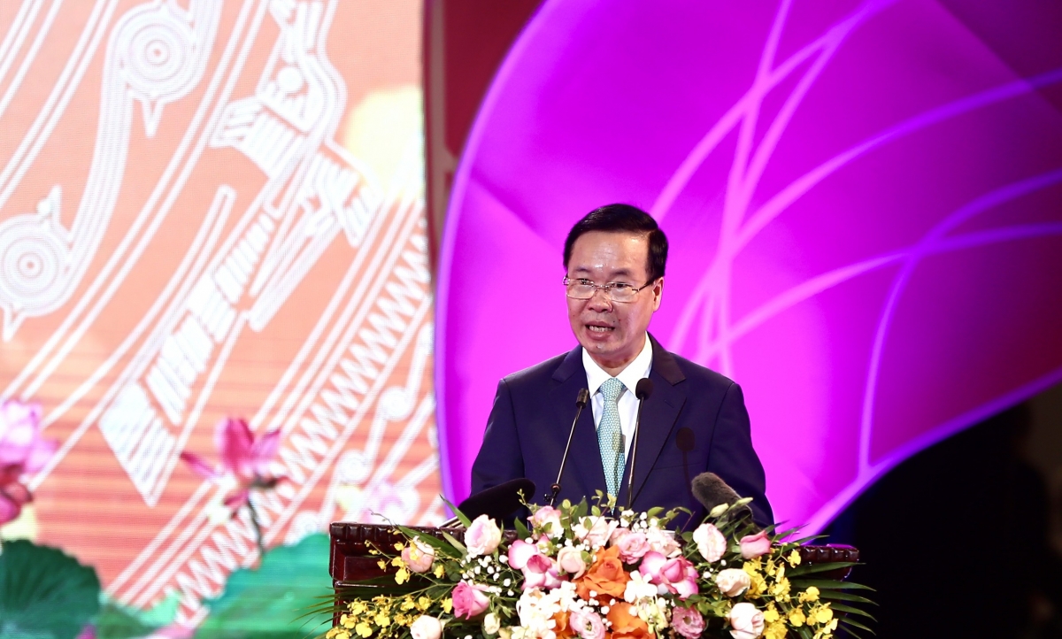 Chủ tịch nước Võ Văn Thưởng phát biểu tại Lễ trao danh hiệu NSND, NSƯT lần thứ 10