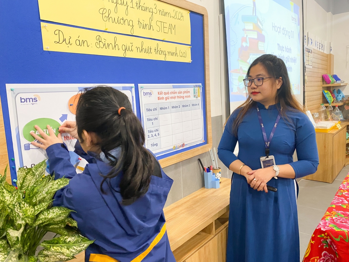 Những bước cụ thể được học sinh tự xác định để thực hiện phần việc tạo nên sản phẩm Bình giữ nhiệt thông minh.