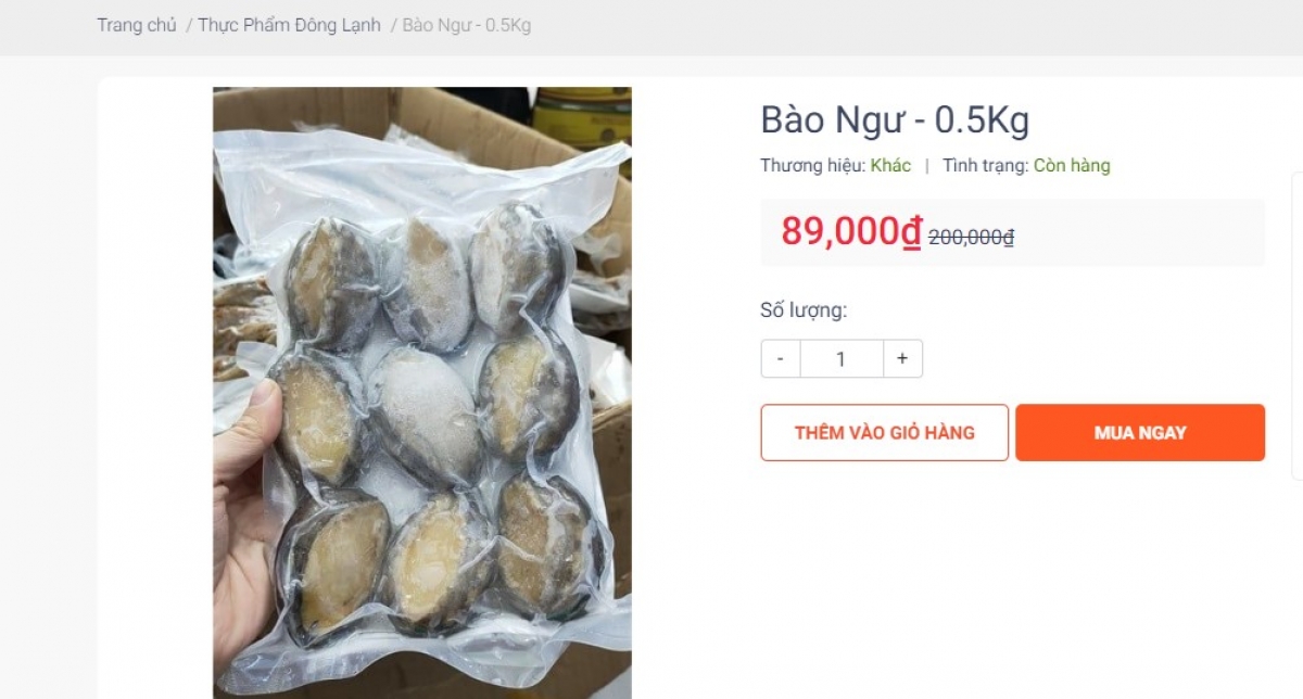 Một sản phẩm bào ngư giá rẻ được rao bán trên mạng