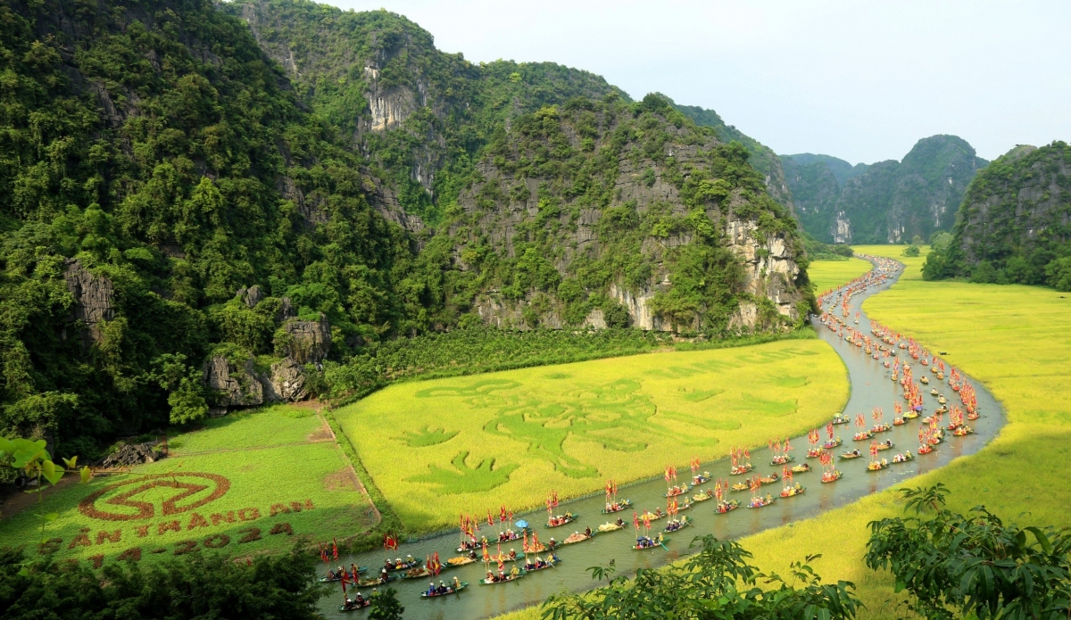 Bức tranh "Mục đồng thổi sáo" là điểm nhấn của Tuần Du lịch Ninh Bình 2024. Ảnh: Minh Đường
