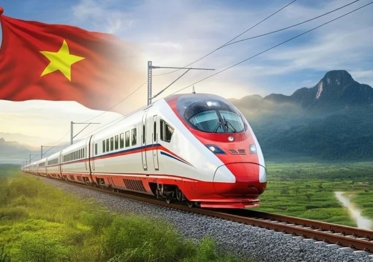 Dự kiến khởi công dự án đường sắt cao tốc Bắc-Nam vào tháng 12/2026 (Ảnh minh họa AI)
