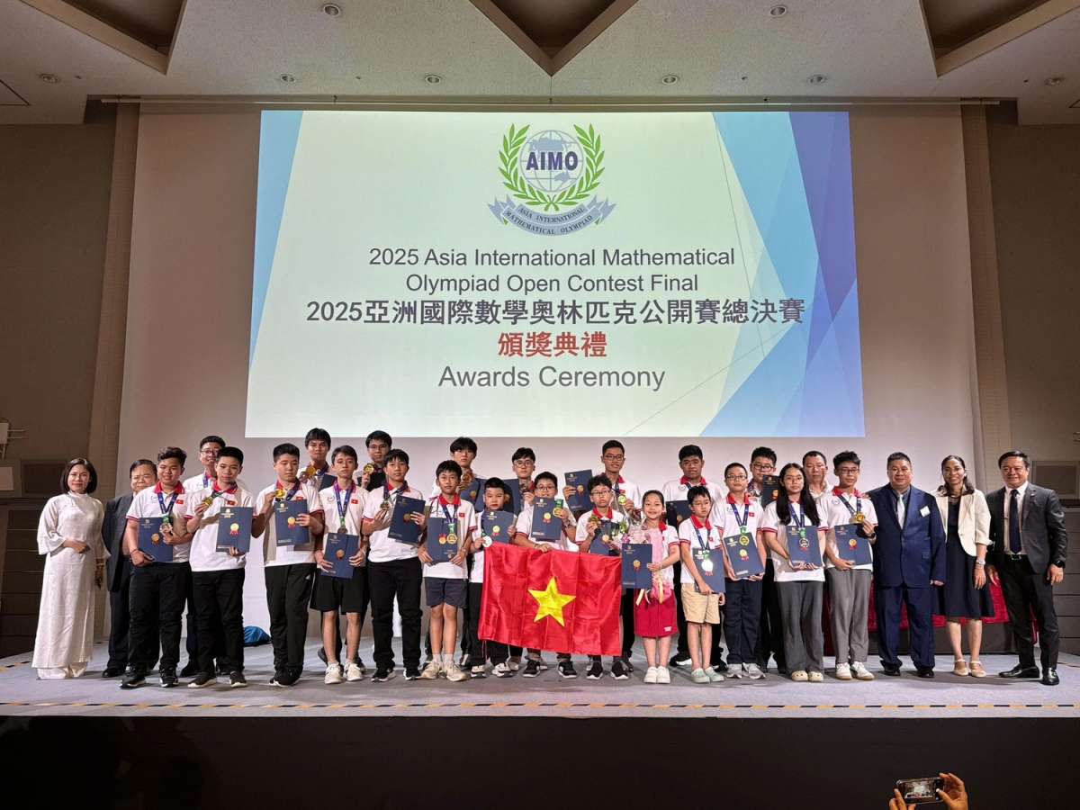 22 thí sinh Việt Nam giành  22 giải thưởng tại AIMO 2025 tổ chức tại Nhật Bản (Ảnh: BTC)