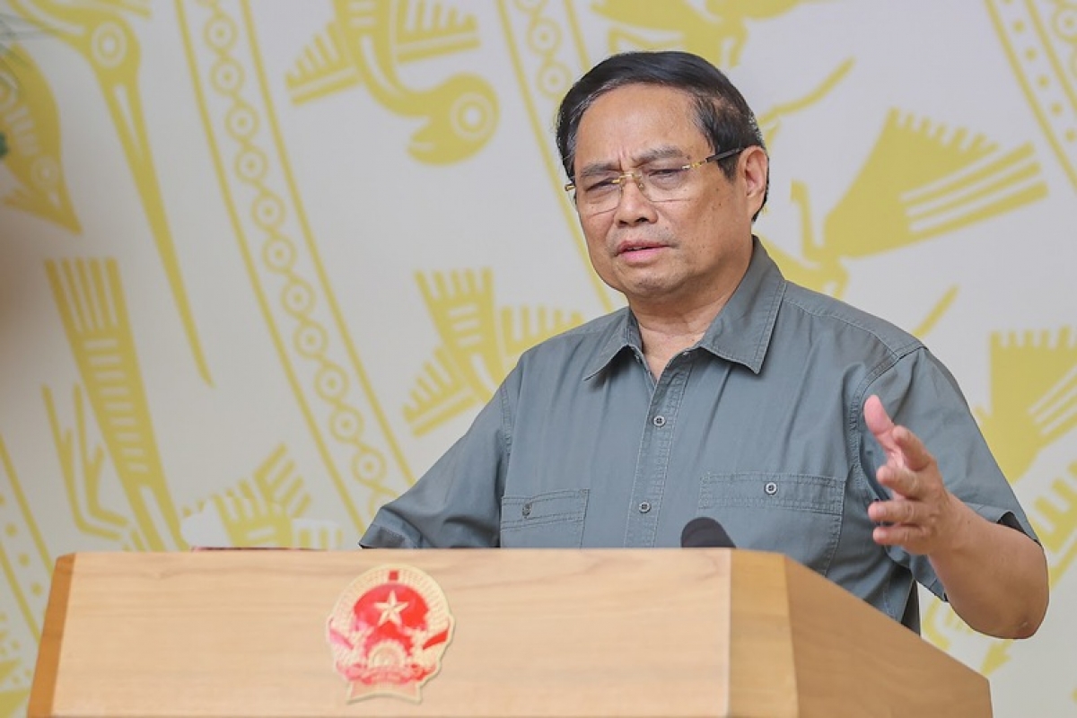 Thủ tướng Chính phủ Phạm Minh Chính phát biểu tại cuộc họp của Ban Chỉ đạo Trung ương về chính sách nhà ở và thị trường bất động sản - Ảnh (Nguồn: Báo Chính phủ.vn)