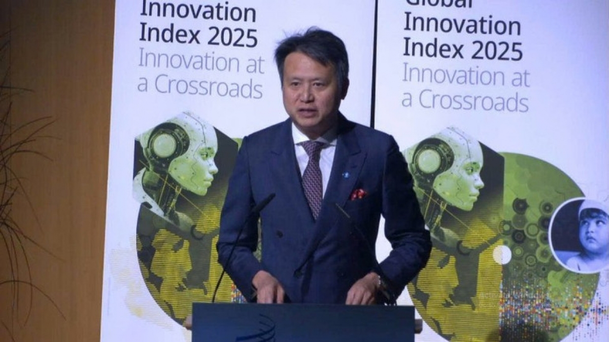 Ông Daren Tang, Tổng Giám đốc WIPO, trong Lễ công bố Báo cáo Chỉ số Đổi mới sáng tạo toàn cầu năm 2025. (Ảnh: Bộ Khoa học và Công nghệ)