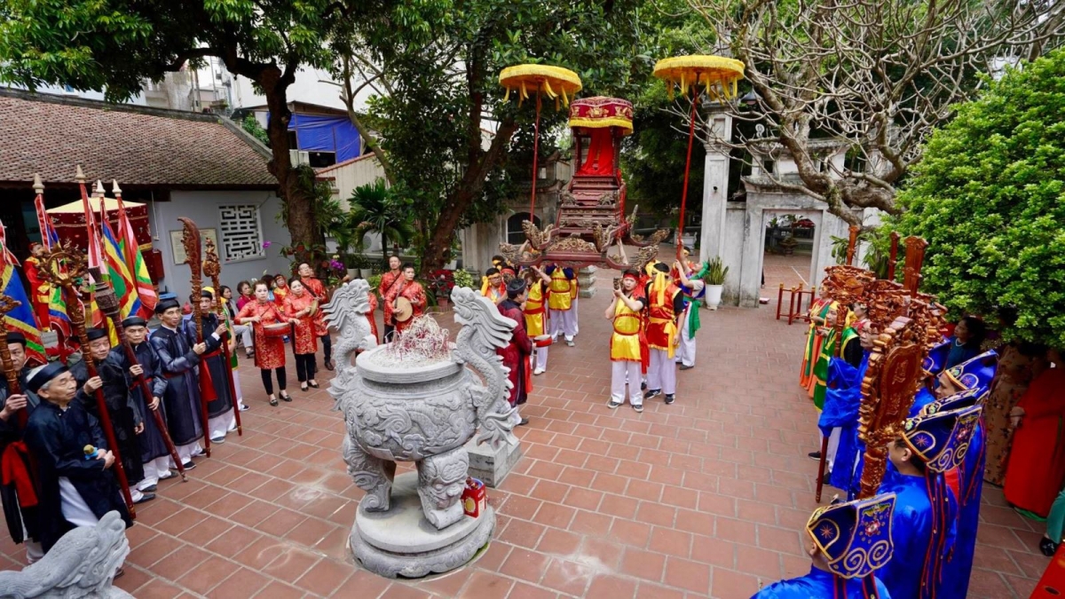 Hội thề Trung hiếu được tổ chức ngày 4/4 âm lịch hàng năm tại đền Đồng Cổ mang ý nghĩa
nhân văn sâu sắc. Ảnh: TTXVN