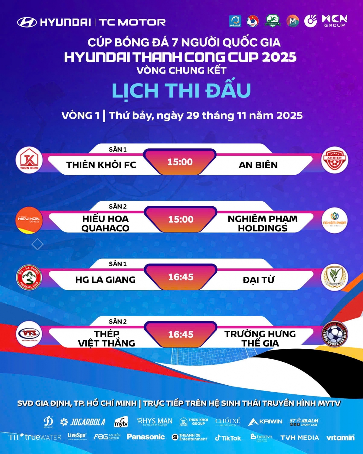Lịch thi đấu lượt trận thứ nhất VCK cúp bóng đá 7 người Quốc gia 2025 (ảnh: Vietfootball)