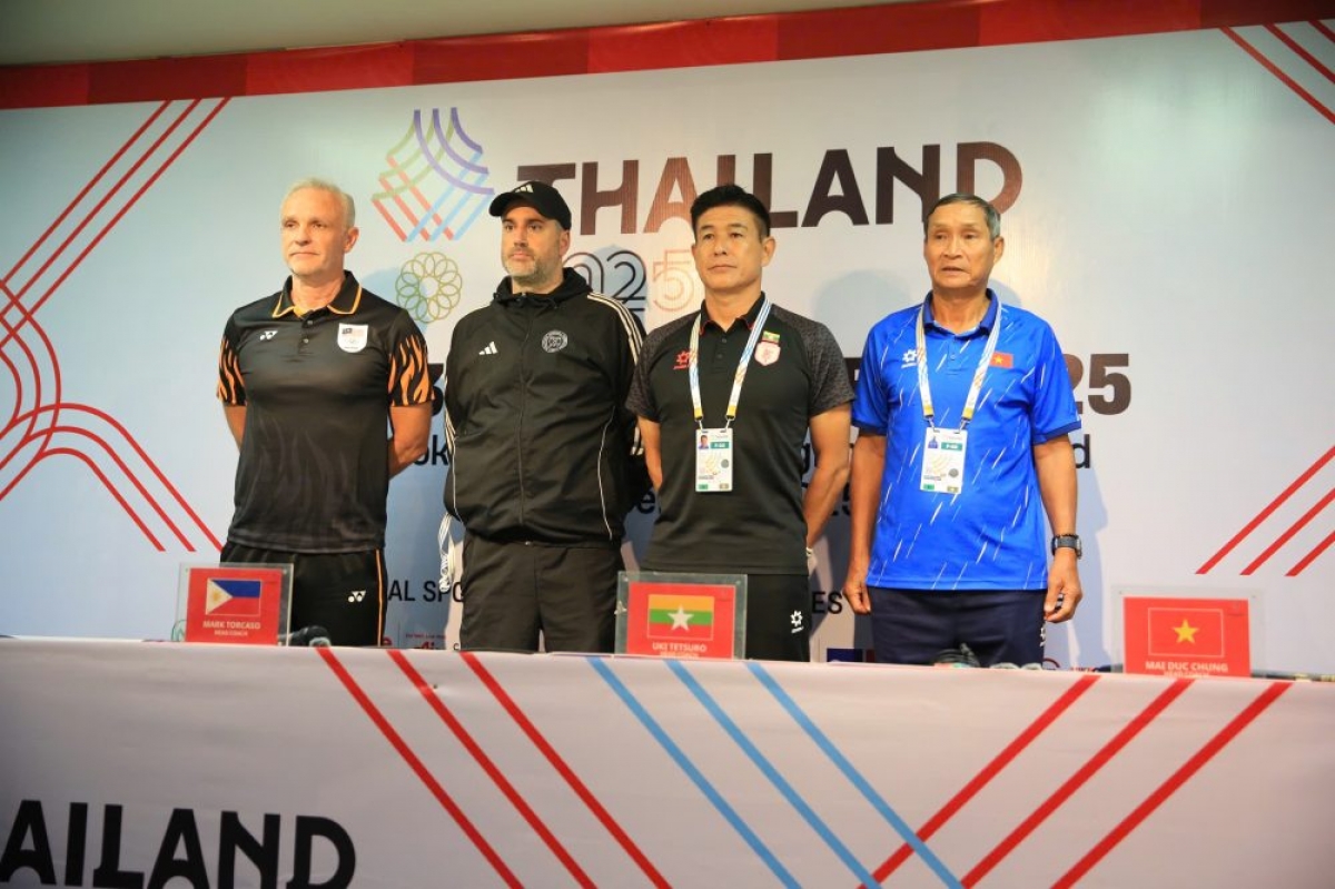 Họp báo trước vòng bảng môn bóng đá nữ SEA Games 33 (ảnh VFF)