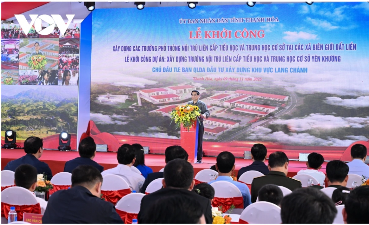 Thủ tướng Chính phủ Phạm Minh Chính dự lễ khởi công Trường nội trú liên cấp Tiểu học và Trung học cơ sở xã Yên Khương (Thanh Hóa) ngày 9/11/2025