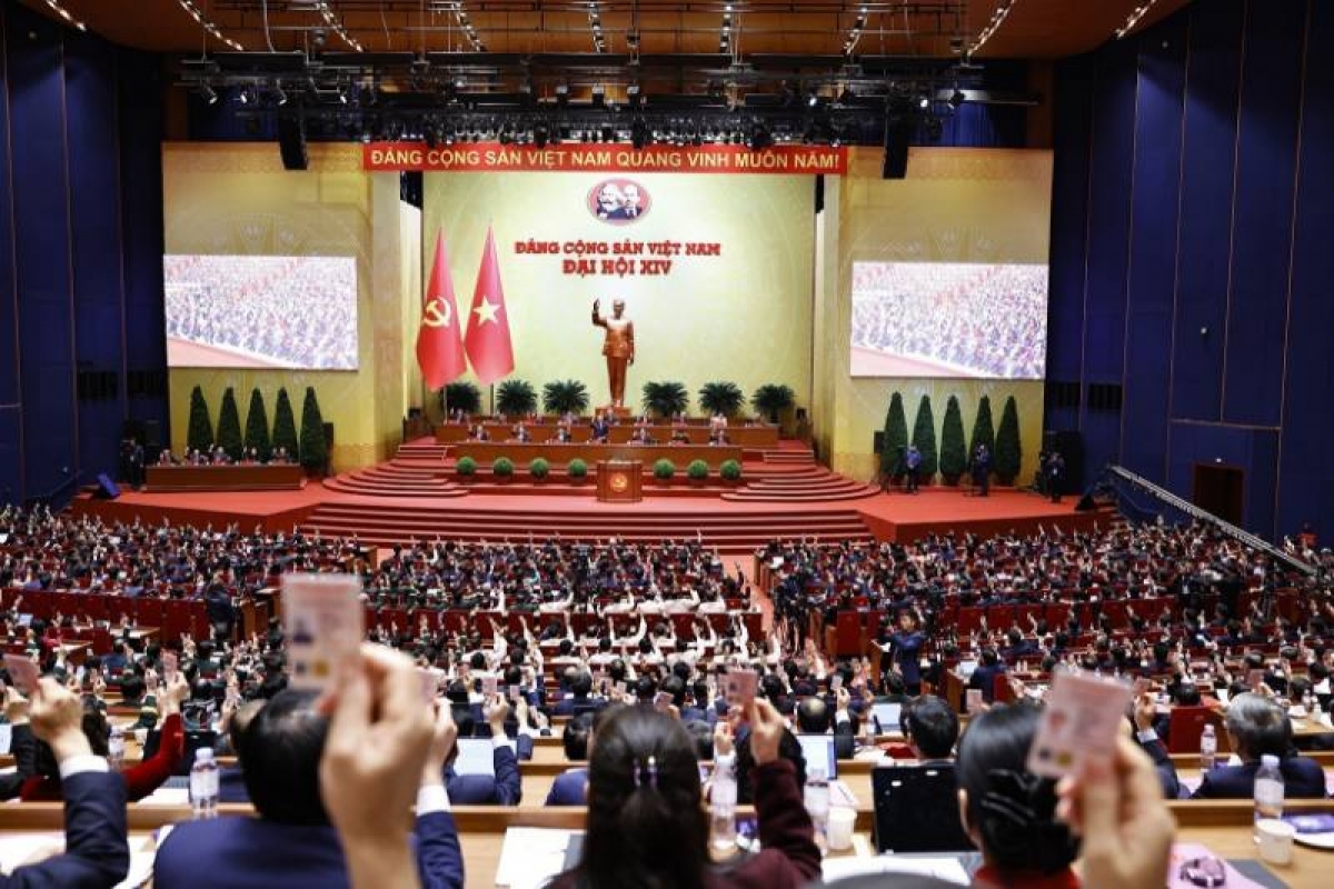 Đại hội XIV của Đảng thể hiện quyết tâm cao đưa đất nước phát triển. Ảnh: TTXVN