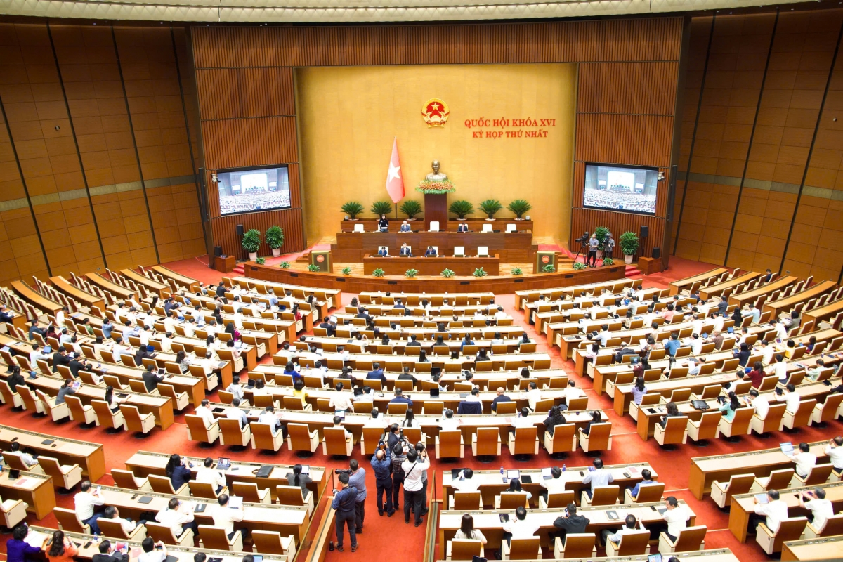 Toàn cảnh Hội trường Diên Hồng sáng 12/4 (Ảnh: quochoi.vn)