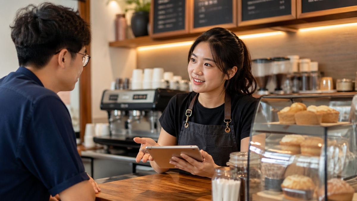 Làm thêm ở quán cà phê có thể giúp bạn rèn luyện kỹ năng giao tiếp (Ảnh minh họa được tạo bởi AI)